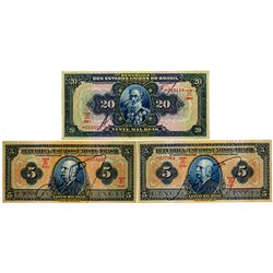 Republica Dos Estados Unidos Do Brasil, 1925 & 1931 Banknote Trio.