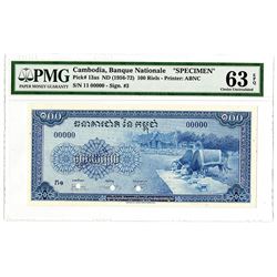 Banque Nationale du Cambodge. ND (1956-1972). Specimen Banknote.