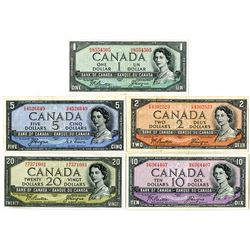 Bank of Canada, 1954 "Devil's Face" Banknote Issue Quintet.