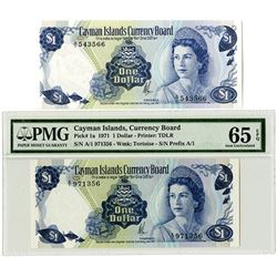 Cayman Islands Currency Board, 1971 Issue Banknote Pair.