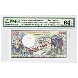 Banque des Etats de l'Afrique Centrale. 1980. Specimen Banknote.