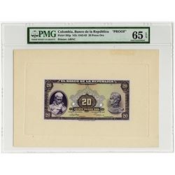 Banco De LA Republica, 1947 Proof Banknote