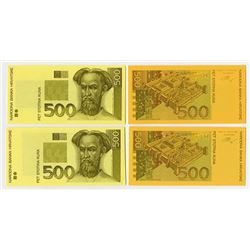 Narodna Bank Hrvatske. 1993 (1994). Quartet of Progress Proofs.