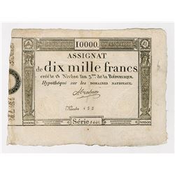 Republique Francais, 1795 Franc Issue, Black Printing.