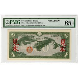 Japanese Occupation, WW II, Japanese Imperial Government, French Indo China. ND (1938) Specimen Bank