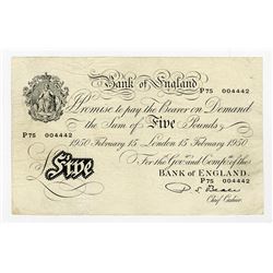 Bank of England, 1949 Issue (1950) Banknote.