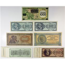 Bank of Greece. 1939-1944. Assortment of Issued Banknote Lot of 75+.