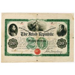Irish Republic 1866, $20 Issued Bond Rarity.