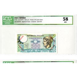 Repubblica Italiana. 1974. Specimen Banknote.