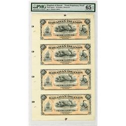 Kingdom of Hawaii, Department of Finance, 1879 (1880) Silver Certificate of Deposit, Uncut Sheet of 