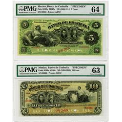 Banco de Coahuila. ND (1898-1914). Specimen Banknote.