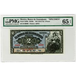 Banco de Guanajuato. ND (1913-1914). Specimen Banknote.