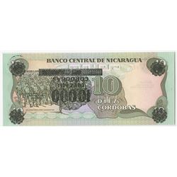 Banco Central de Nicaragua. 1989. Inverted Overprint Error Provisional Banknote.