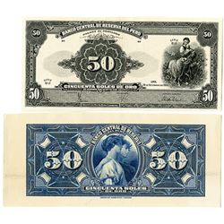 Banco Central De Reserva Del Peru. 1950 F&B Proof Banknotes