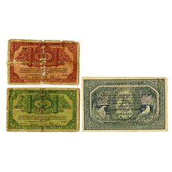 Government Bank (White Regime), Archangel, 1918, Trio of Issued "Checks"