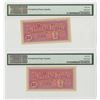Image 2 : Bank of Korea. 1953. Pair of Issued Banknotes.