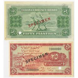 Sudan Currency Board. 1956. Pair of Specimen Currency Notes.