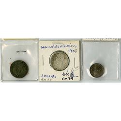 Danish West Indies, 1767-1905, Trio of Silver Coins.