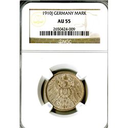 Empire. 1910J. 1 Mark. NGC graded AU 55.