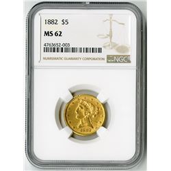 U.S. $5 Liberty Gold. 1882 Liberty Head Half Eagle. MS 62 (NGC).