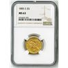 Image 1 : U.S. $5 Liberty Gold. 1885-S Liberty Head Half Eagle. MS 63 (NGC).