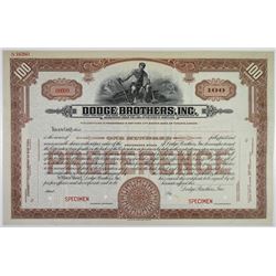 Dodge Brothers, Inc., ND (ca.1920's) Specimen Stock.