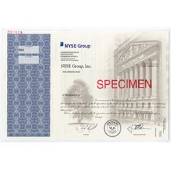 NYSE Group, Inc. Commemorative Stock Certificate Specimen for the 2006 Public Offering of the New Yo