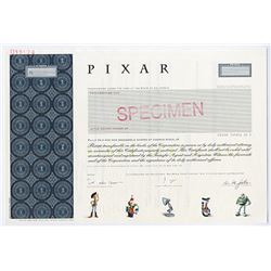 PIXAR, 2005 Specimen Stock Certificate with Steve Jobs Facsimile Signature.