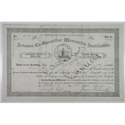 Arizona Co-Operative Mercantile Institution, 1891 I/C Stock Certificate