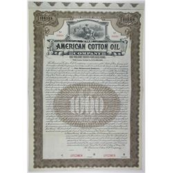 American Cotton Oil Co. 1911 Specimen Bond, Part of the Original Dow Jones Industrial Average