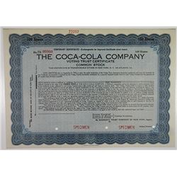 Coca-Cola Company, Voting Trust Certificate 1919 Specimen Temporary Certificate.