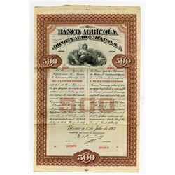 Banco Agricola e Hipotecario De Mexico 1907 Specimen Bond