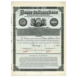 Banco de Nuevo Leon Sociedad Anonima, 1900 Specimen Stock/Bond.