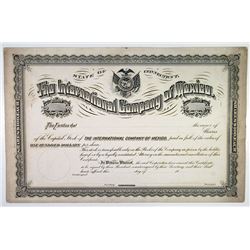 International Company of Mexico, 1884 Proof Stock Certificate