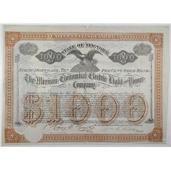 Mexican Economical Electric Light and Power Co., 1884 I/U Serial #1 Gold Coupon Bond.