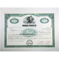 Banco Credito y Ahorro Ponceno, 1970's Specimen Stock Certificate.