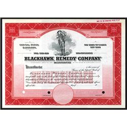 Blackhawk Remedy Co. 1900-1920 Specimen Stock Certificate.