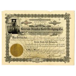 Grecian Alaska Gold Dredging Co. 1913 Stock Certificate.