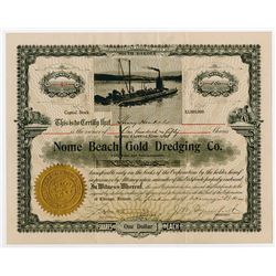 Nome Beach Gold Dredging Co. 1910 I/U Stock Certificate.