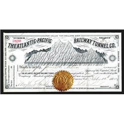 Atlantic-Pacific Railway Tunnel Co., 1885, Stock Certificate.