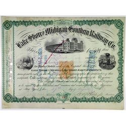 Lake Shore & Michigan Southern Railway Co., 1869 I/C Stock Certificate with Imprinted Revenue.