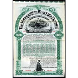 Metropolitan West Side Elevated Railroad Co., 1892 Specimen Bond.