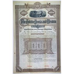 Toledo, Peoria & Western Railway Co., 1887 Unique Specimen Bond