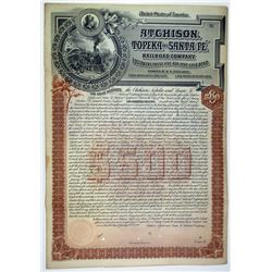 Atchison, Topeka and Santa Fe Railroad Co. 1892 Unique Gold Coupon Bond