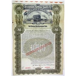 Atchison, Topeka and Santa Fe Railway Co. 1895 Specimen Bond Rarity