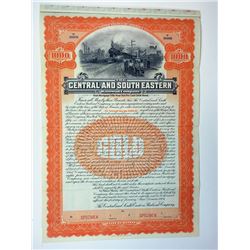 Central and South Eastern Railroad Co., 1906 Specimen Bond