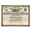 Image 1 : Topeka City Railway Co., 1881, $500 Specimen Gold Bond.