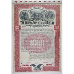 Kansas City, Mexico & Orient Railway Co. 1901 $1000 Specimen Bond Rarity