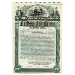 Detroit and Mackinac Railway Co., 1895 Specimen Bond