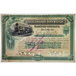 Toledo, Ann Arbor & North Michigan Railway Co., 1892 I/C Stock Certificate